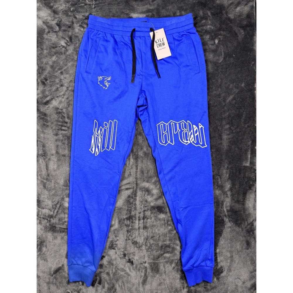 NWT Kill Crew Men's Jogger Pants Blue Gothic Graphic Sweatpants Size M